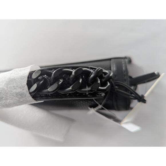 Nicole Miller Black Chain Accent Faux Leather Purse Bag - Picture 8 of 12